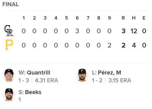 it's the first time the rockies haven't trailed at any point in a game all season long and i'm totally serious