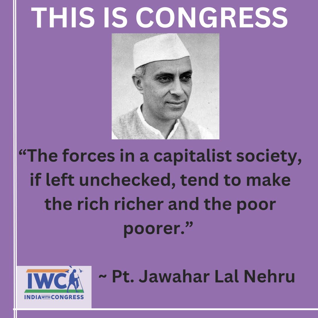 Congress Party believes and works for a welfare state that takes care of its poor, rather than a capitalist nation where rich gets richer and poor gets poorer.

#ThisIsCongress
#IWCWithNyay