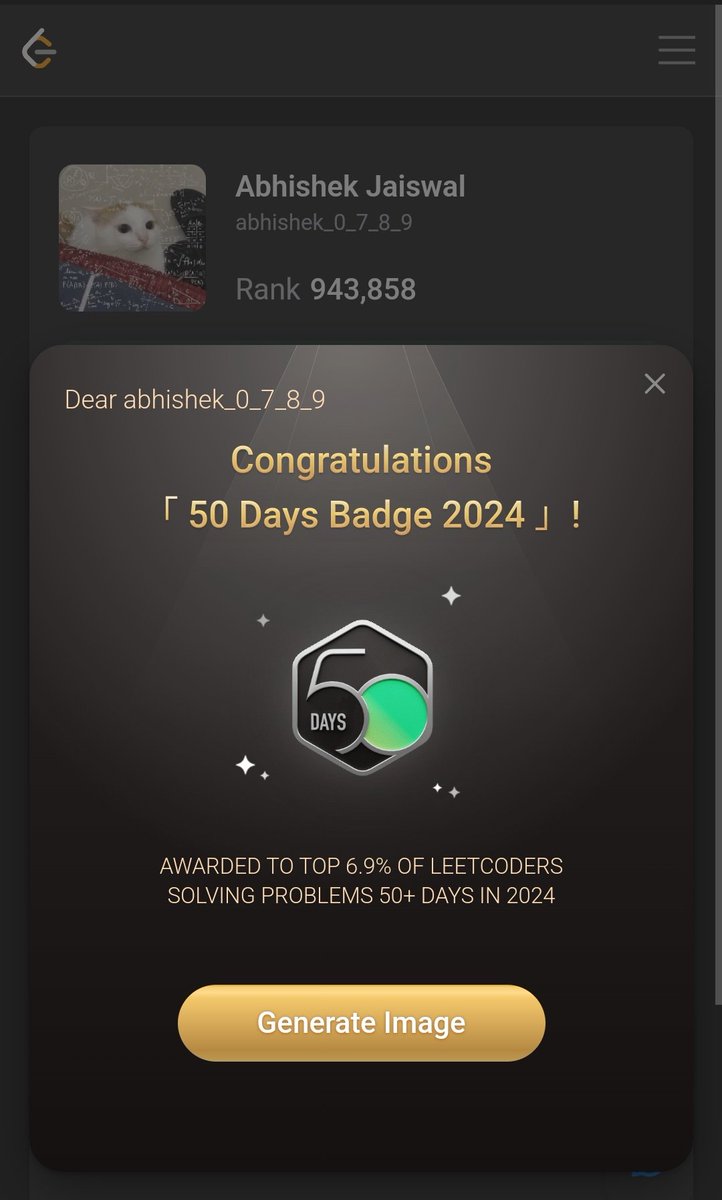 abhishekdotapp's tweet image. Got my first badge in leetcode