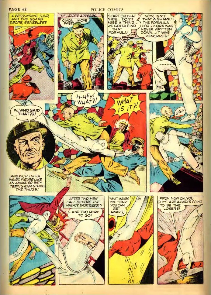 first appearance of 'The Human Bomb', Police Comics #1, 1941. unique idea for a character, quite interesting. (1/2)