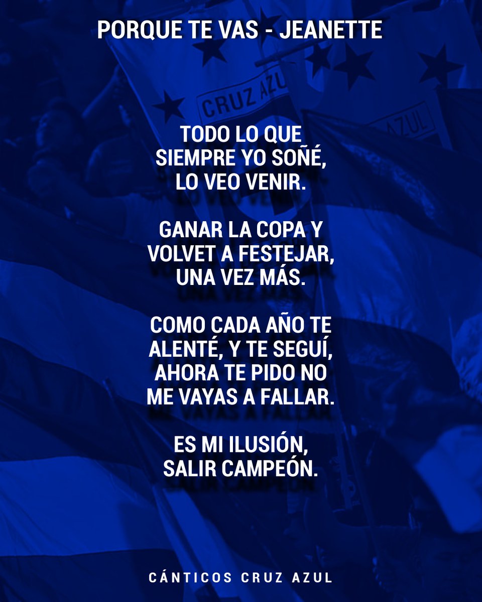 ¡Cántico para esta liguilla! Con información de La 10 MDB este cántico sonará en la liguilla. Ayuden a difundir para que más azules se aprendan la letra. #Ilus10nCeleste #AzulDePorVida