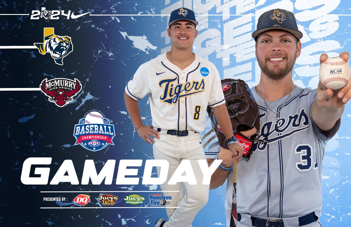 #ETBUGameDay | ⚾️ | ASC Tournament 🐯#2/3 @ETBU_Baseball 🆚 @mcmsports ⌚️| 2:00 PM 📍 | Marshall, TX 🏟 | Tiger Ballpark @ Woods Field 📺| bit.ly/WatchETBUplus 🍎| bit.ly/watchETBUTigers ® | bit.ly/ROKUwatchETBUT… 📊| bit.ly/ETBUliveSTATSbb #TexasTigers