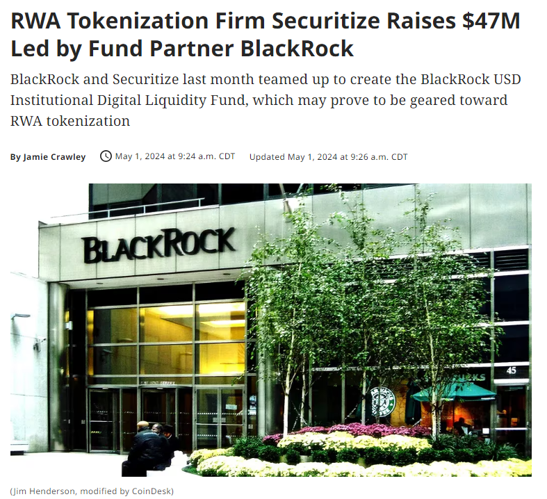 landxfinance's tweet photo. 👋👋 While weak hands are getting shaken out Securitize and Blackrock closed a $47 million funding round aimed straight at #RWAs.