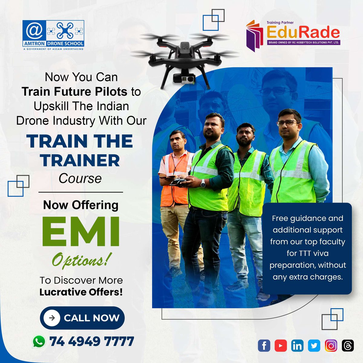 Ready to take your career to new heights?

EMI options are now available for all courses to make them convenient. 

Enroll now and be part of the Indian drone industry's growth!

📲 74494 97777
#EduRade #DronePilot #PilotTraining #DroneCourse #DronepilotJob #DronePilotCertificate
