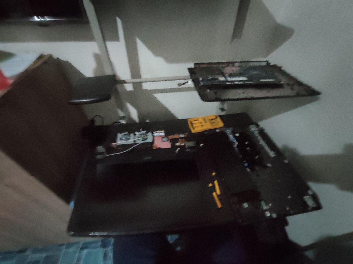Necessary disassembly of my laptop is complete.
On my table, I have the:
Monitor
Heatsink
Motherboard 
Keyboard
Battery
Bottom chassis

I should NOT have drank so much coffee, my anxiety is going through the roof