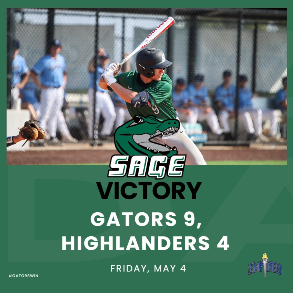 #SageNation baseball scored in four different innings behind a complete game from Joe Degroot (Clay, NY/Cicero-North Syracuse), a grad student to take the first game of the weekend set against Houghton. 

More on the Friday night #E8 action: sagegators.com/x/uzpps

#SageGators