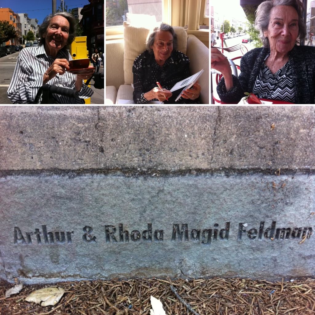 My mother preferred her birthday (May 3) to Mother’s Day, but never turned down coffee & cake in #NorthBeach. She was passionate about note-taking, reading the dictionary, wearing black & white. I appreciate she left a mark on the steps of Coit Tower #SF