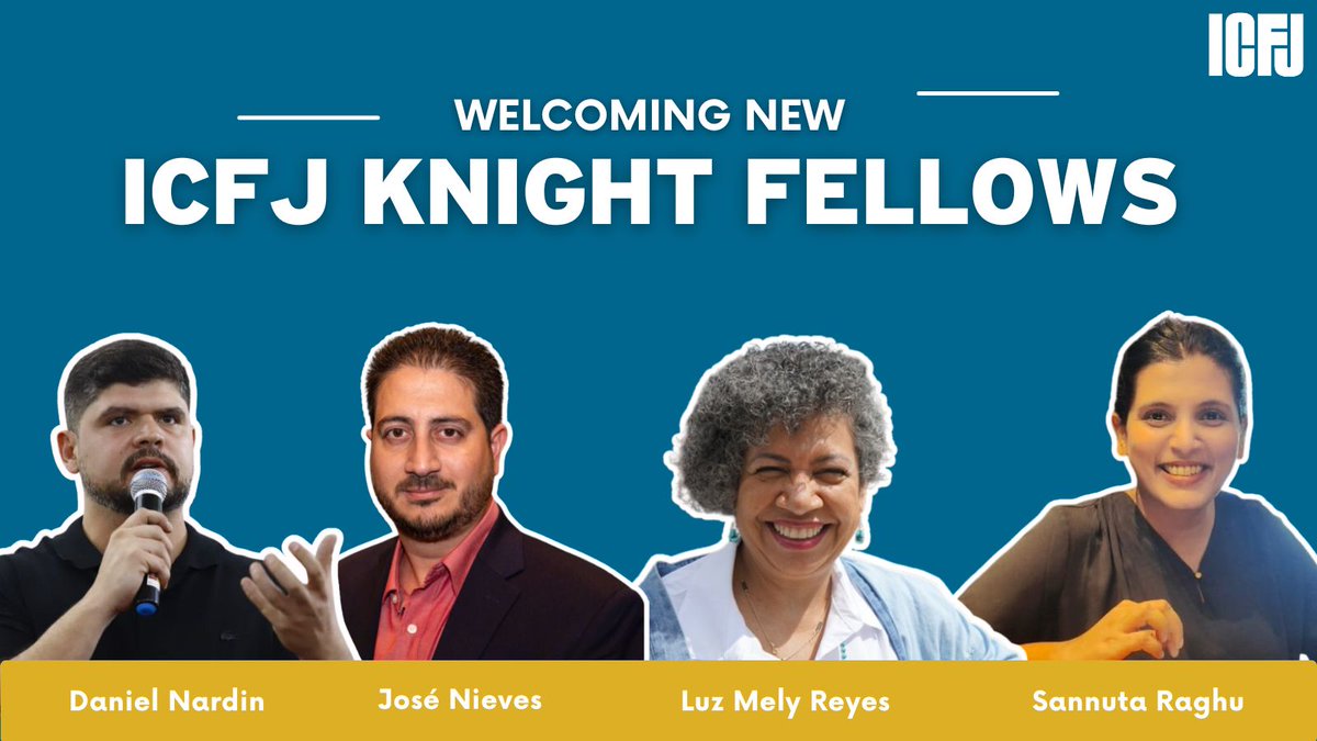 🥁Announcing new @ICFJKnight Fellows: @danielnardin, @josjnieves, @LuzMelyReyes & @sannuta! They’ll be working on a variety of issues in journalism, connected by their aim of bringing together communities of journalists to share resources & best practices. buff.ly/4bj11LB