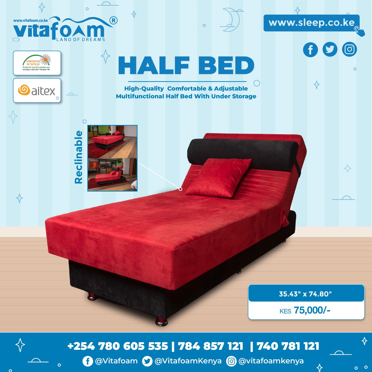 🌟⬅️⬆️☁️🛏️ Amazing Space-Saving Multifunction Adjustable Beds Available Only At #VitaFoamKenya® ! 🛏️☁️⬆️➡️🌟 ☎ For All Sleep Product *Enquiries, *Orders & *Deliveries: 0780 605 535 | 784 857 121 | 740 781 121 📍Our Locations>bit.ly/30VqOrf 🛍️ Sleep.co.ke