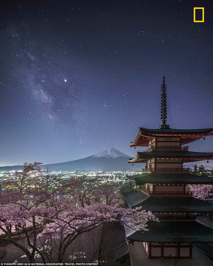 National Geographic Travel Photo Contest (Mount Fuji again, along with the Milky Way and cherry blossoms) (2019)