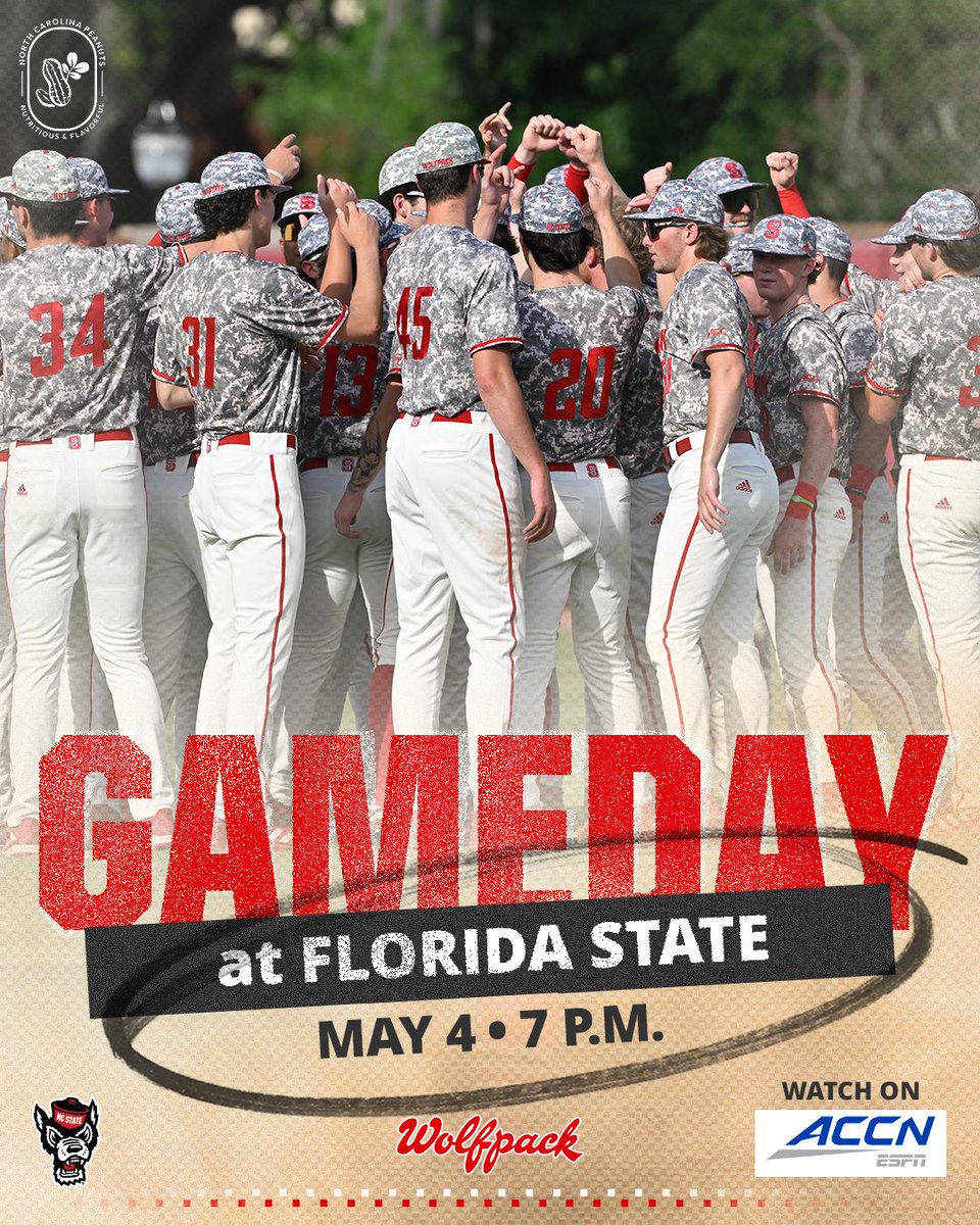 Saturday night on the network 🐺 ⏰ 7 p.m. 📍 Dick Howser Stadium 🆚 Florida State 📺 ACC Network 💻 es.pn/3whdDUL 📻 @AJSandersPxP on @WKNC881 🎧 bit.ly/VarsityNetwork… 📊 bit.ly/Pack9_FSUStats