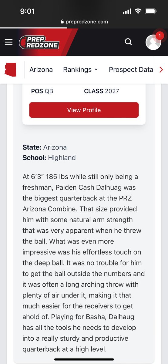 Thank you @thehonestupdate for the write up! Enjoying spring ball & learning a new offense & continuing to put in the work to make sure myself and team are successful in the future @HighlandHawksFB @Elev8QBacademy @QBHitList @quarterbackmag @PrepRedzoneAZ @ZachAlvira @azc_obert…