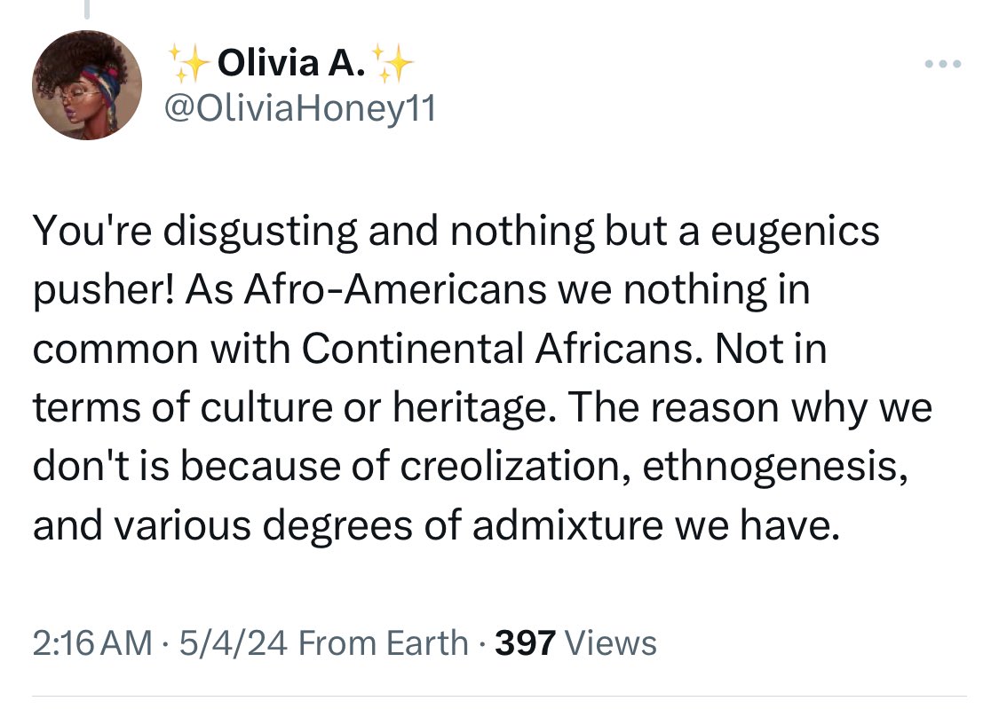 Pan Africanist are just Eugenics pushers in Dashikis salute to @OliviaHoney11 for calling it out. I have said it once and I’ll say it again educate your children about these people.