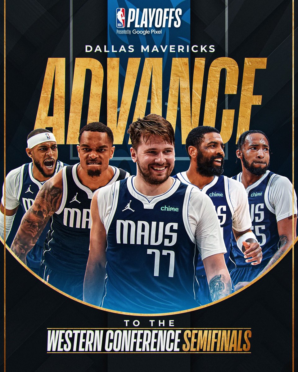 The @dallasmavs advance to the Western Conference Semifinals! #NBAPlayoffs presented by Google Pixel