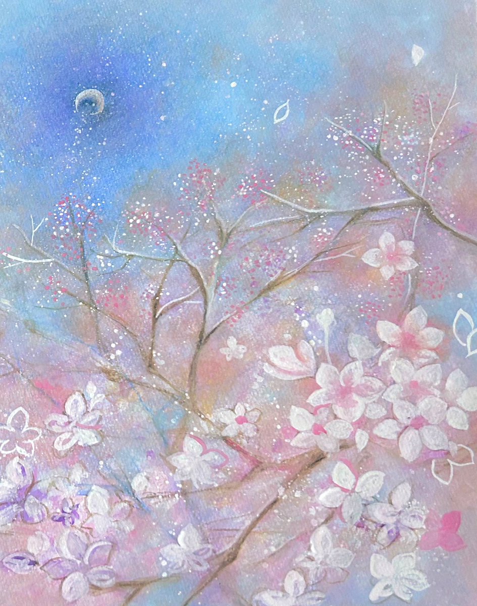 flower sky tree no humans petals night traditional media  illustration images