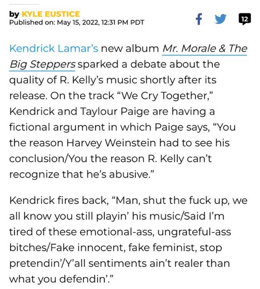 Here is Kendrick Lamar defending R.Kelly and blaming his victims….