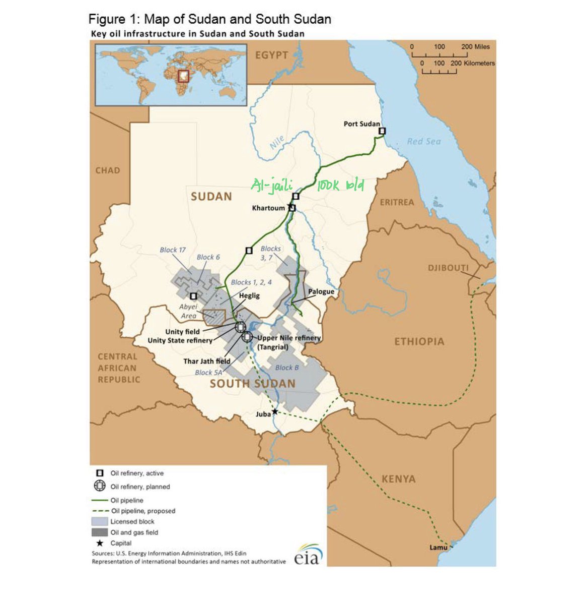 If the  crude blend in Block B2 will be similar in quality to the “Nile blend” in Block 5A,then this proposed Tharjath-Lamu pipeline  could increase production in block 5A to its peak production.
Remember production in 5A was restricted up-to 10%  of Unity field
#SSOX