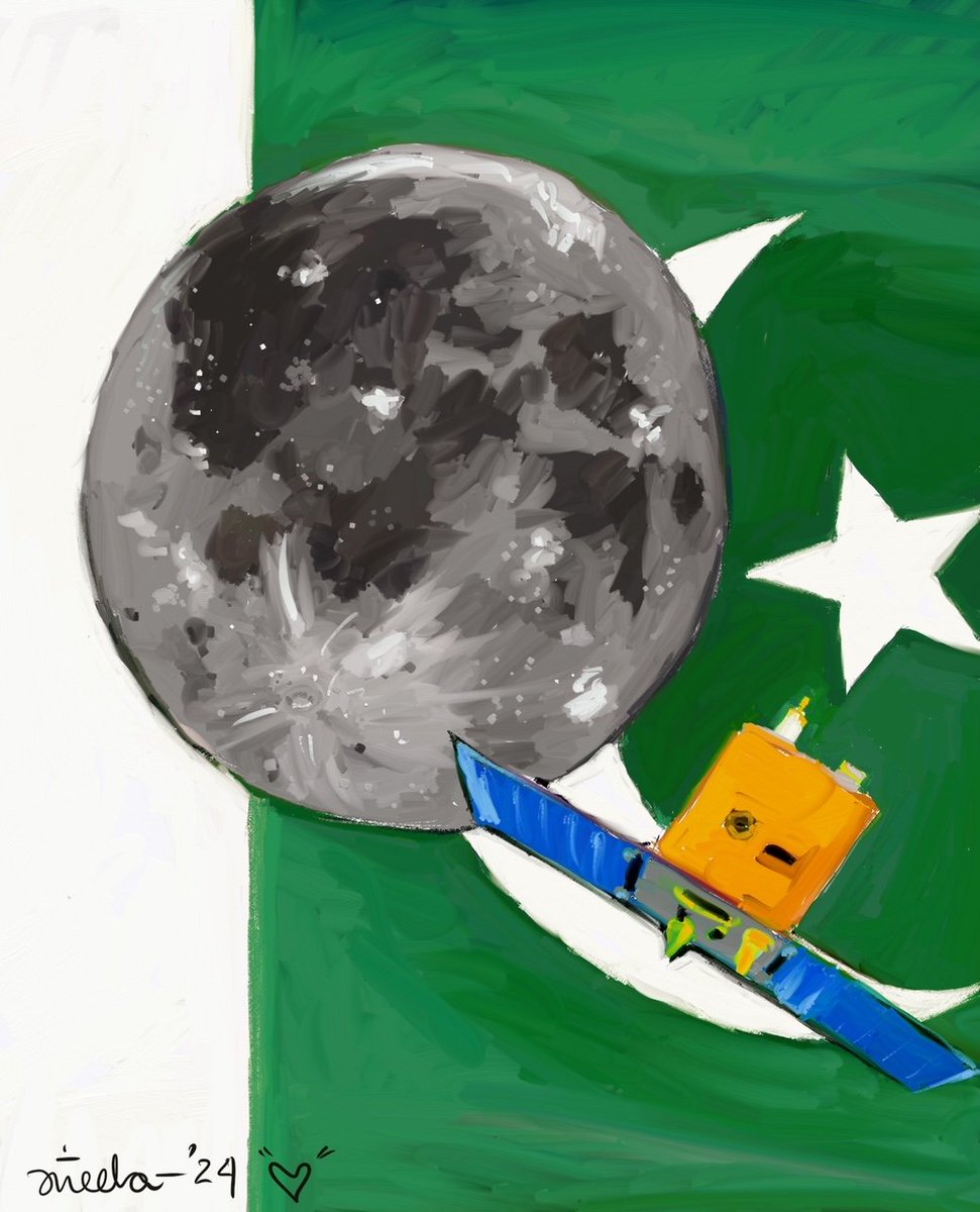 Pakistan, in collaboration with China, launched its first-ever lunar mission, iCube-Qamar, from the Chinese city of Hainan on Friday....... Digital oil painting. #iCubeQ #DigitalOilPainting #SelfTaughtArtist #MyArt