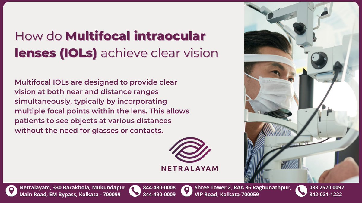 See clearly at all distances without glasses with Multifocal IOLs from Netralayam! 👓✨ Visit netralayam.com for more info.
.
.
#MultifocalIOLs #ClearVision #NoGlasses #EyeHealth #Netralayam #VisionCorrection