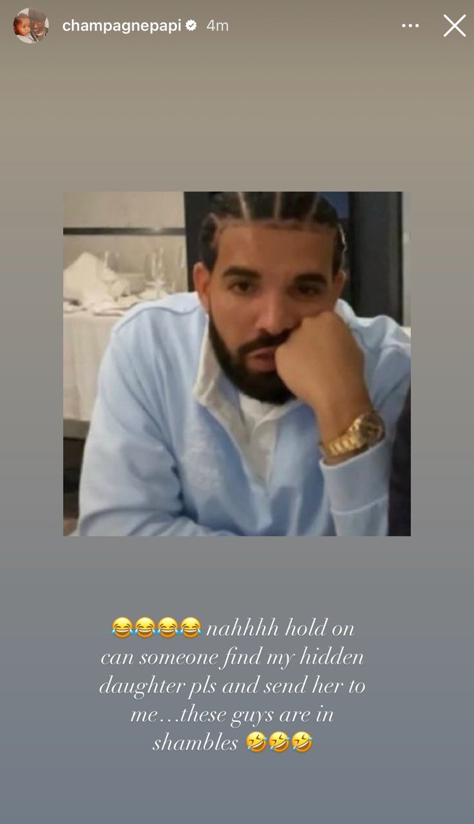 Drake trying to say he don’t have a daughter on insta now. Didn’t deny being a pedo and having pedo friends tho. 🥱
