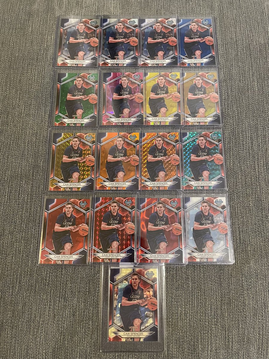 UCONNS NATIONAL CHAMPION CAM SPENCER FULL COMPLETE BOWMAN BEST UNIVERSITY SET SEND DM IF INTERESTED FULL LIST OF EACH CARD BELOW IN THE COMMENTS 
#Uconn #basketball #CamSpencer #Sportscards #TradingCards #sportscardsforsale #UconnMBB #NCAA #NBA