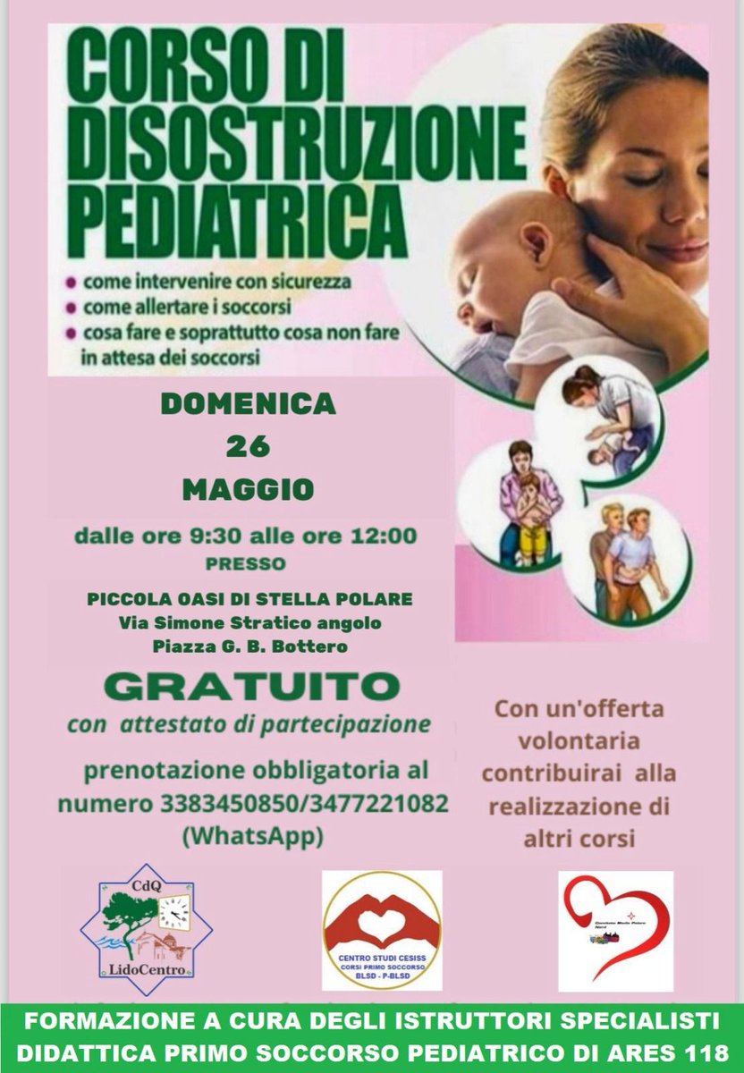 Già 46 iscrizioni per 60 posti disponibili...prenotati scrivendo al numero in locandina e ci vediamo domenica #26maggio presso la Piccola Oasi di Stella Polare

<a href="/NordCdq/">CDQ Stella Polare Nord</a> #PiccolaOasi #POSP #Ostia #Formazione #Pediatria #Aiuto