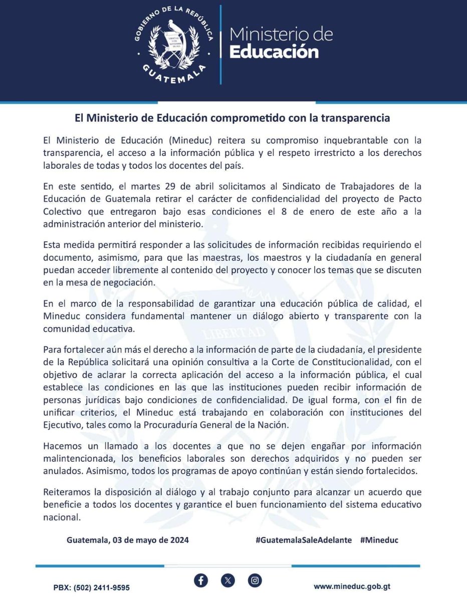 ¿ES EN SERIO? ¿PARA QUÉ EL MINEDUC COMPROMETE AL PRESIDENTE @BArevalodeLeon CON PLANTEAR UNA OPINIÓN CONSULTIVA A LA CC POR UN TEMA DE SU PROPIA COMPETENCIA? 🙈 Ministerio de Educación es el sujeto obligado (LAIP Art. 6 #1), quien actúa por conducto de sus funcionarios, no tienen…