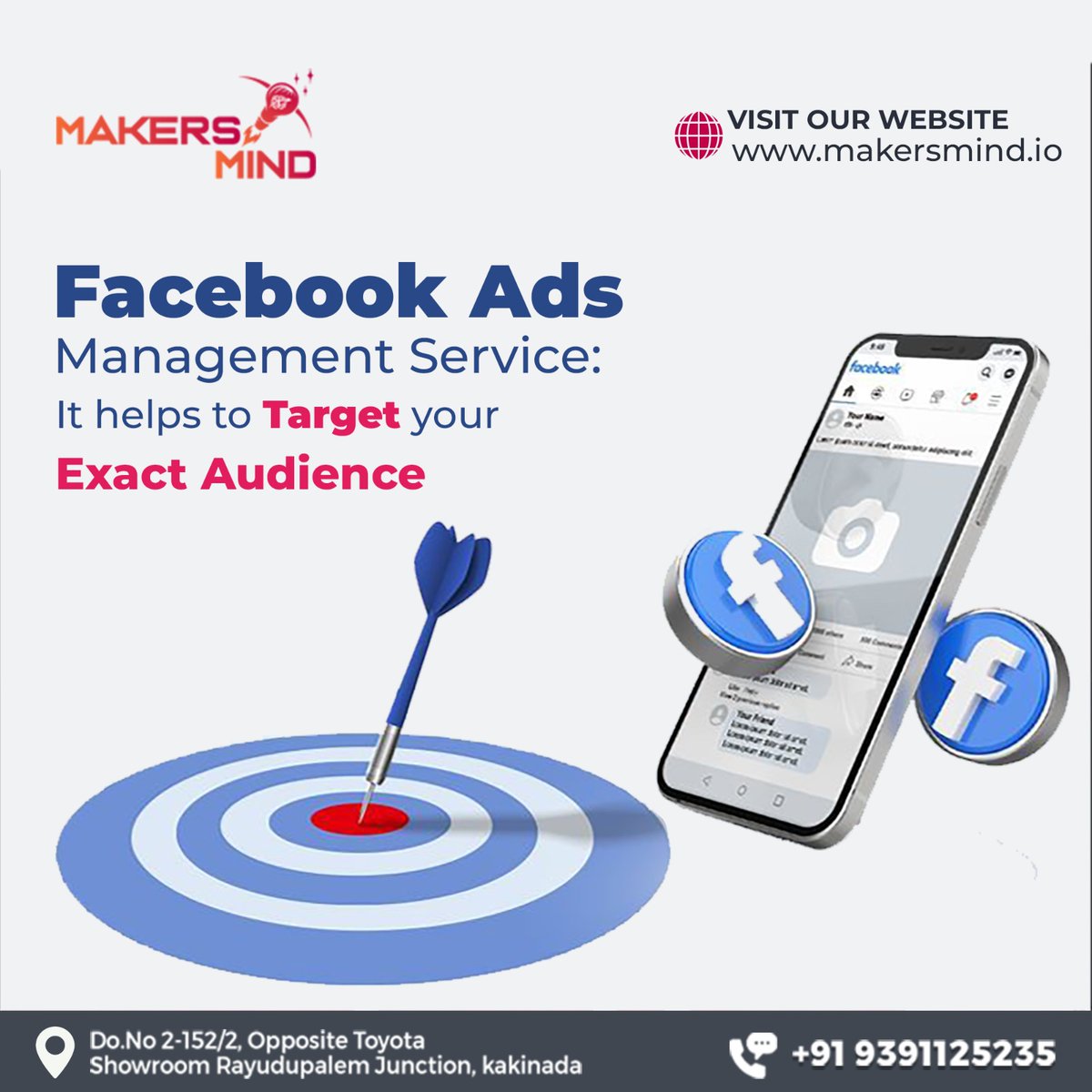 Experience the effectiveness of Facebook ads in reaching your precise audience!
.
More details:
Contact: 9391125235
Visit us at:makersmind.io
.
#Facebookads #googleads #socialmediaads.
#advertising #branding  #Digitalmarketing
#Websitedevelopment #websitedesigning