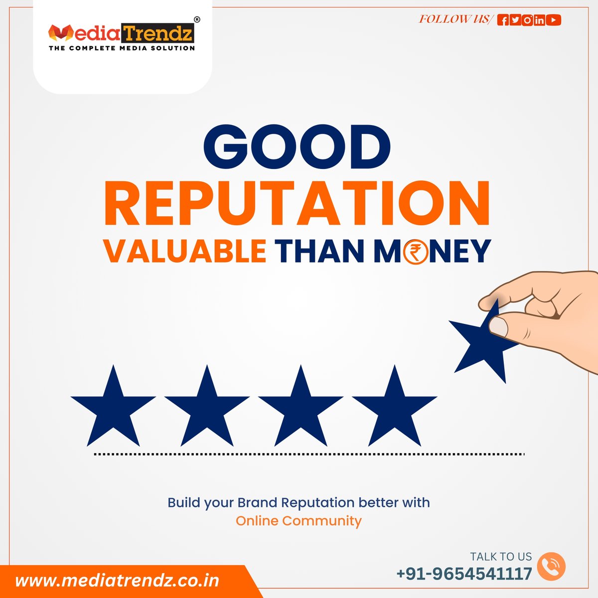 Media Trendz: A Place Where Credibility Rules 🌟
.
In the world of digital marketing, we know that a company's reputation is quite valuable
.
#MediaTrendz #DigitalMarketing #ReputationManagement #BrandReputation #OnlinePresence #BrandExcellence #CustomerSatisfaction #Trustworthy