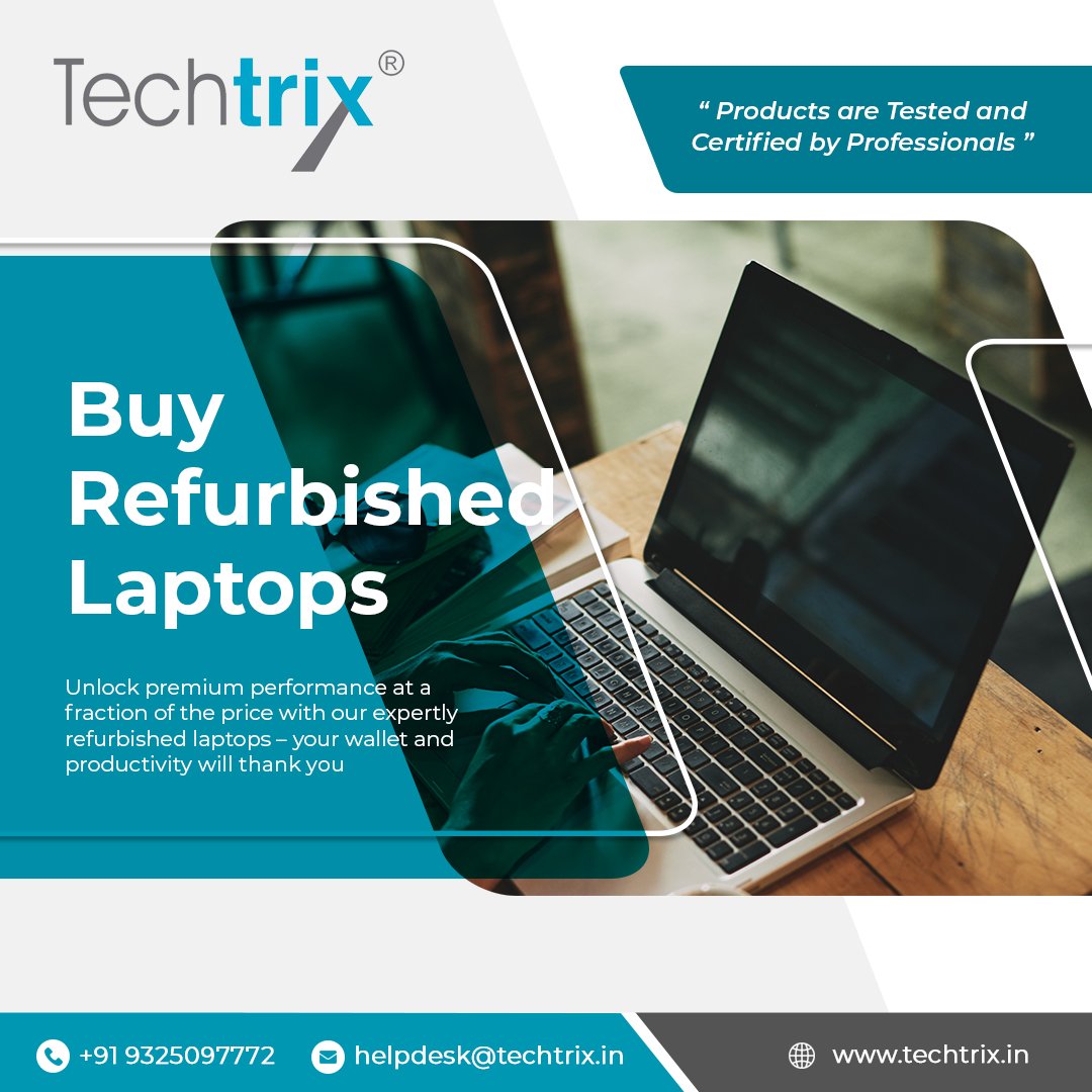 Upgrade Your Tech with Certified Refurbished Laptops! 📷
Contact Now:
LandLine : +91 20 24470788, 24447772,
Heldesk : +91 9325097772
Email: helpdesk@techtrix.in
Website: techtrix.in
#RefurbishedLaptops #RenewedTech #SecondhandLaptops #ReconditionedComputers