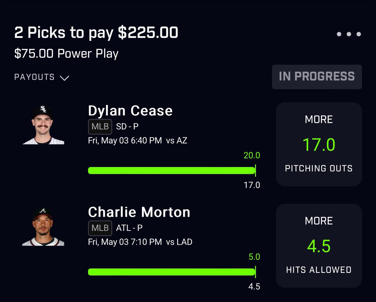 Cash it ⚡️

8 straight POTDs 🙂‍↕️

Not my best day today! First non profitable of the week✅

#PrizePicks #gamblingx