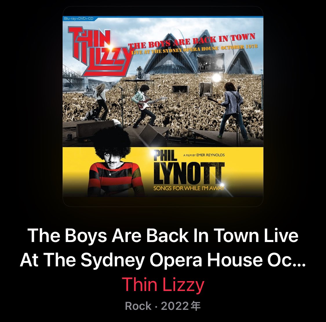 #今日はこのCD💿です。

#ThimLizzy のSydnyライブ。　#GaryMoore がGで参加している。何年か前に、新たに映像の追加など行われたもの。確かフィルの映画とセットのBox。