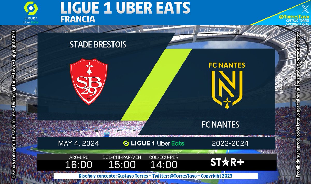 Stade Brestois 29 - FC Nantes TV: @StarPlusLA #Ligue1xESPN