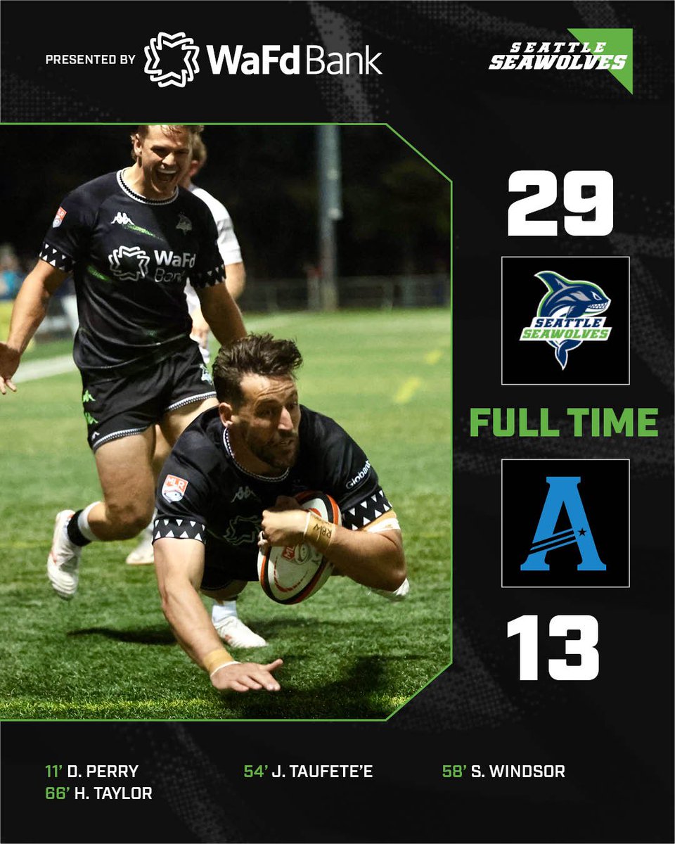 FULLTIME! Thanks to WaFd Bank What a strong display of teamwork against @AnthemRugby, our Seawolves have set a high standard for the season! #TogetherWeHunt | @usmlr