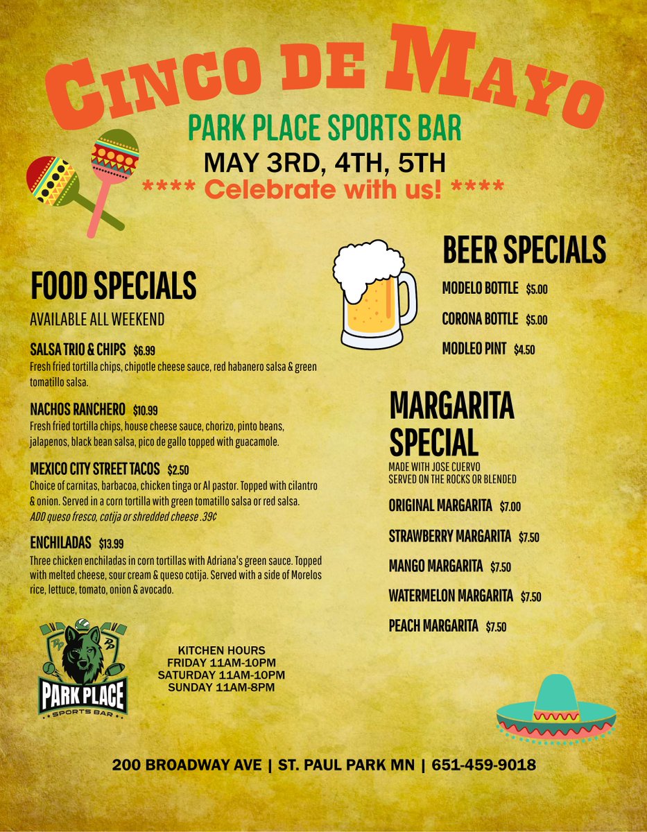 Hey 🏇derby fans! Watch the race here! Join the fun at 3pm! Get a horse for a chance to win! #cincodemayospecials #kentuckyderby #parkplacesportsbar #beerspecials #foodspecials #drinkspecials