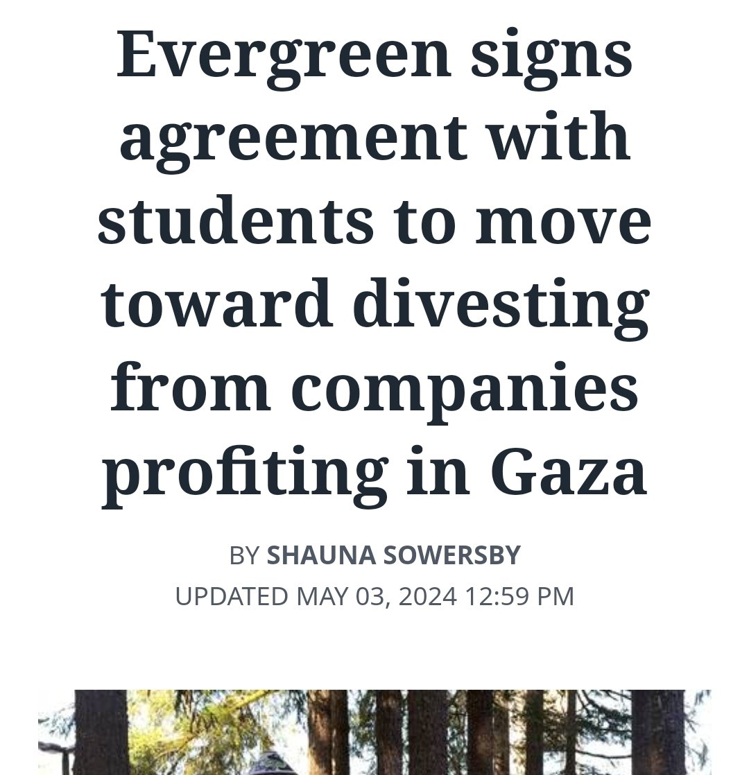 BDS. Officials at The Evergreen State College in Olympia and students with the Evergreen Gaza Solidarity Encampment reached an agreement in which the public college will work toward divesting from “companies that profit from gross human rights violations and/or the occupation of…