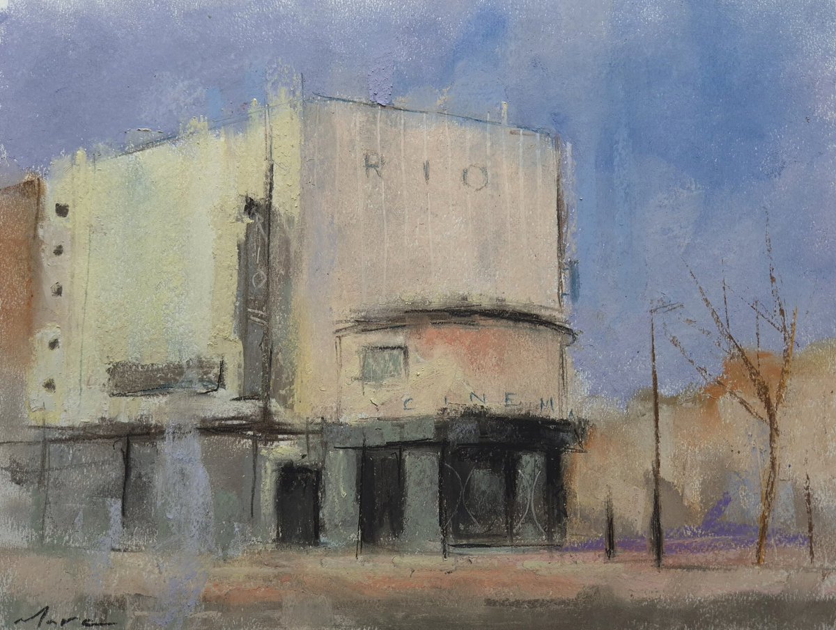 A pastel sketch. The Rio Cinema, Dalston. 20x29cm.