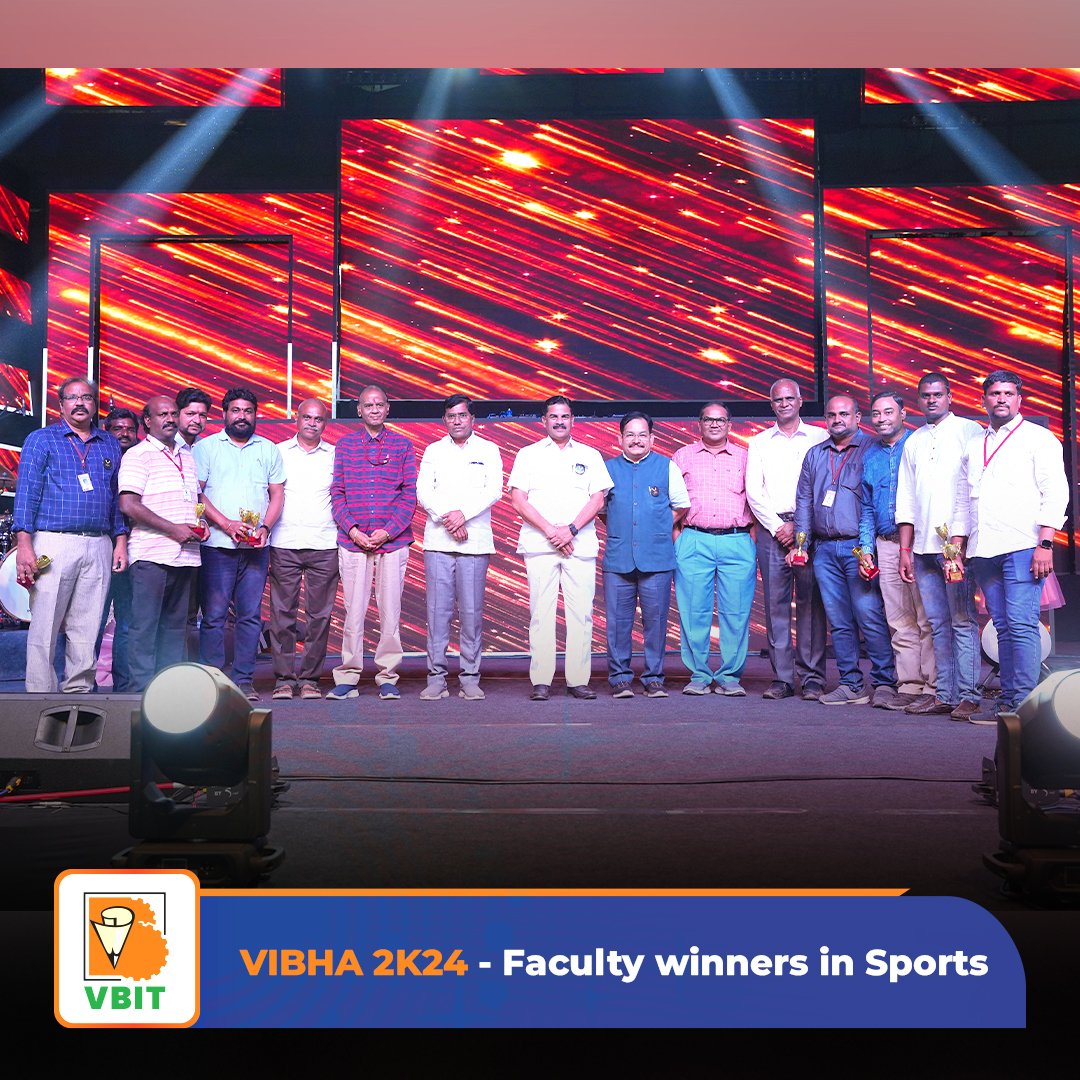 𝐕𝐈𝐁𝐇𝐀 𝟐𝐊𝟐𝟒🏅Congratulations to our esteemed faculty winners in #Sports.

#VBIT #VIBHA2K24 #FacultySports #AthleticExcellence #FacultyAchievements #Congratulations #FacultyWinnersinSports #Award #FacultyMembers #Achievements #Teachers #WinnersinSports #Winners #Fitness