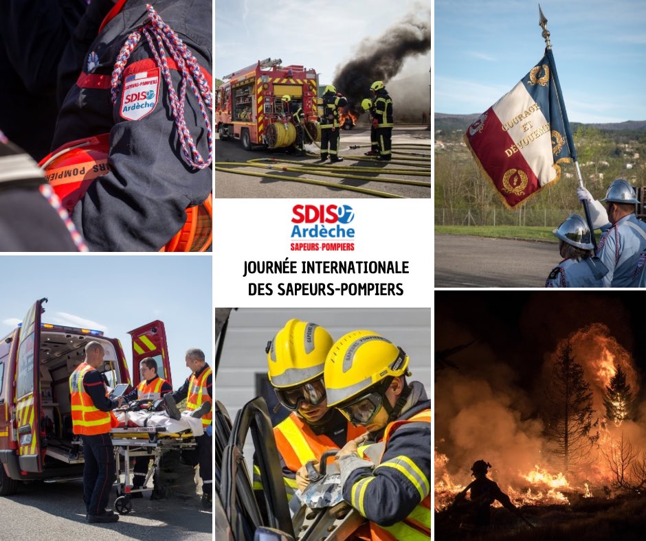 #JournéeInternationale des sapeurs-pompiers 🧑‍🚒

En 2023 en Ardèche, ces femmes et ces hommes engagés au service de la population ont réalisé plus de 31 775 interventions 🫶🏻 

Merci aux 2450 sapeurs-pompiers de l’Ardèche 👏🏻