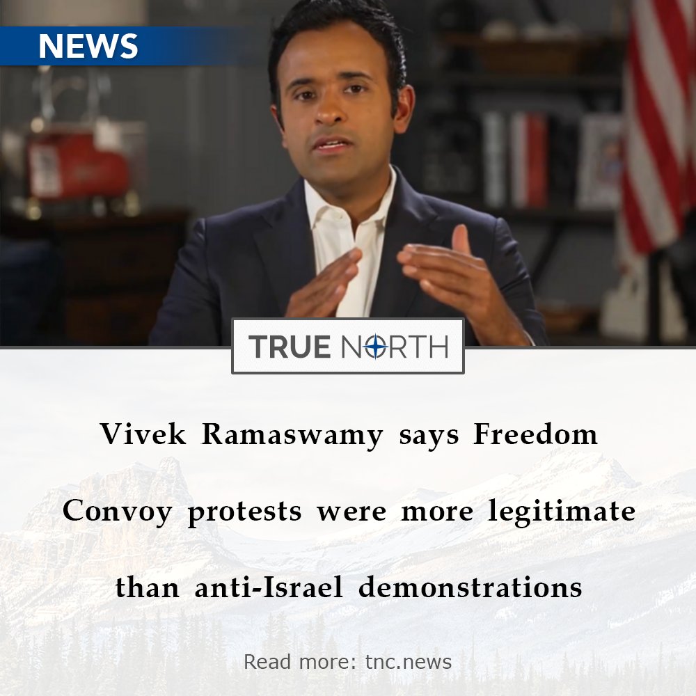 Ex-Republican primary candidate Vivek Ramaswamy posted a video explaining why he supports the removal of protesters blockading college campuses though he praised the Freedom Convoy who blockaded roads and, at times, highways. Read more: tnc.news/2024/05/02/viv…