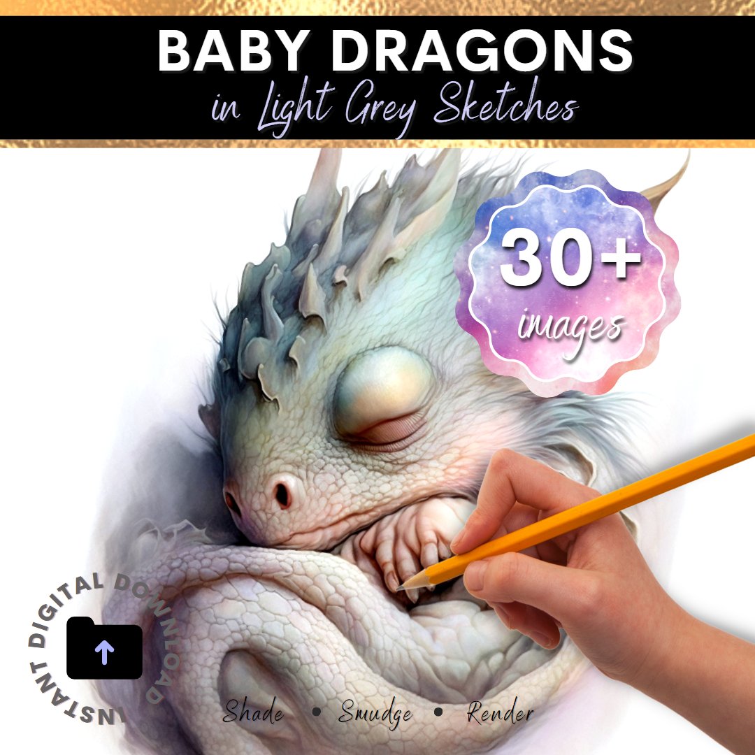 Draw 30+ Portraits of Adorable Baby Dragons INSTANT Download: dcartspress.etsy.com/listing/156913… #pencildrawing #realisticdrawing #babydragons #beginnerartist