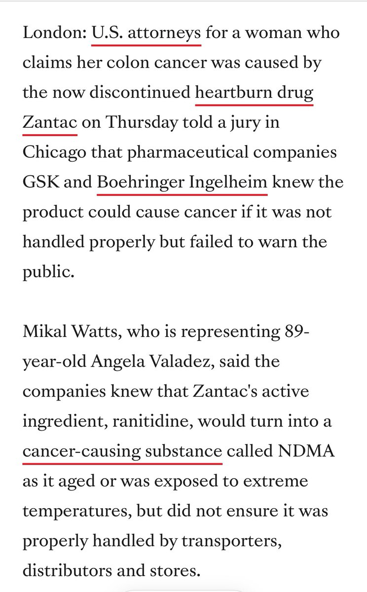 GSK knew about Zantac cancer risk, attorneys tell jury in first trial 

ethealthworld.com/s/s7xmyjp # via @ETHealthWorld