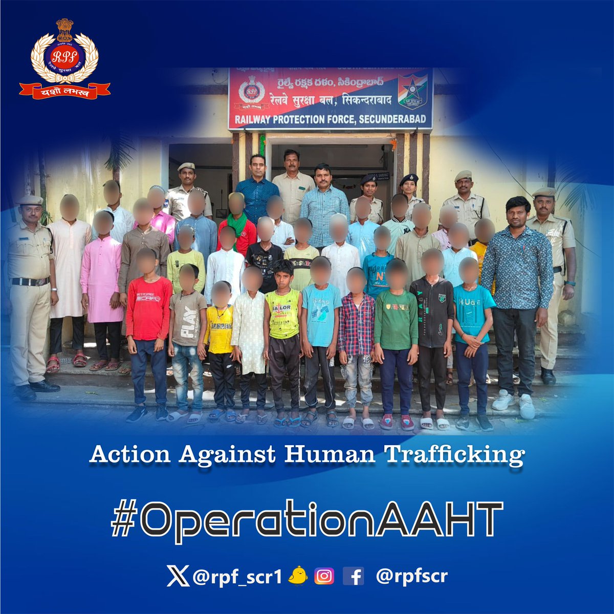 In a major operation, #RPF #Secunderabad in coordination with @BBAIndia and other stakeholders liberates 30 minor boys from captivity and bring 2 traffickers to justice. Join us in the battle for #TraffickingFreeRailways. #OperationAAHT @RPF_INDIA @rpfscr_sc @RailMinIndia