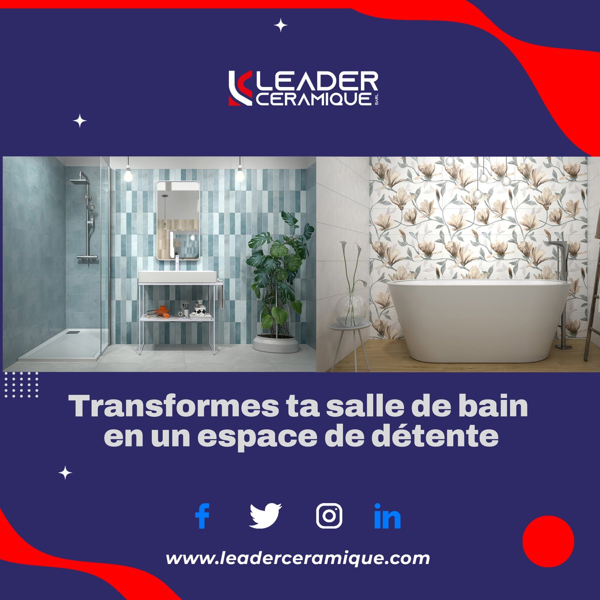 ✅Rendez-vous dans nos magasins de Douala : Akwa Entrée rue Mermoz derrière 1001 tapis ; Logpom Montée Collège le Nil ; Japoma A 50m du carrefour Matango. Bafoussam à côté d’Eneo Ndjemoun.
#leaderceramique  #salledebain