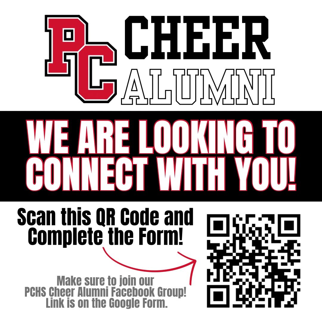 Pendleton_Cheer's tweet image. Calling ALL @PendletonCHS Cheer Alumni!!!! 📣 

➡️ Click Here: forms.gle/eKXPY4BgcwZx2P… &amp;amp; Complete Google Form.

➡️ Join the PCHS Cheer Alumni Group: facebook.com/share/CQxv1sf7…

➡️ Follow PCHS Cheer on Social Media: linktr.ee/pendletoncount…

➡️ Tag your Former PCHS Cheer Teammates!