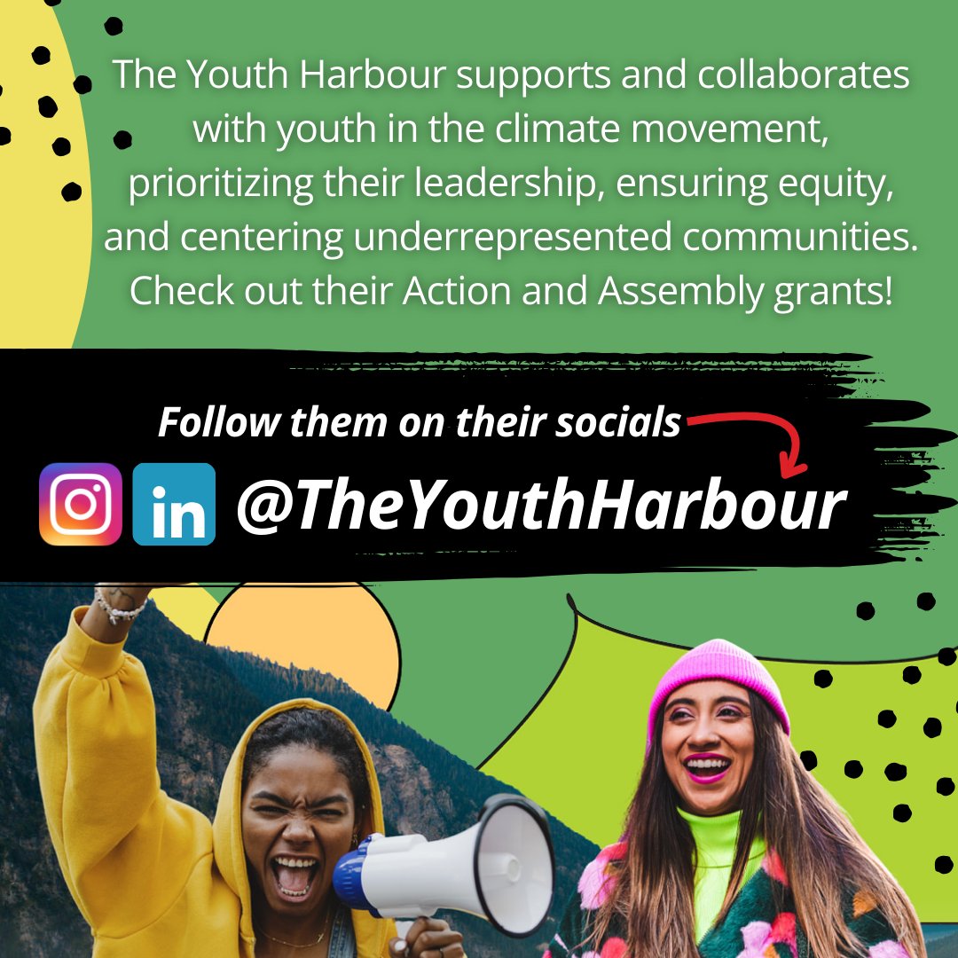 📣 Check out this organization! The Youth Harbour supports & collaborates with youth in the climate movement while prioritizing their leadership. They work to amplify community impact & prioritize climate action, while centering underrepresented & Indigenous communities. ✨