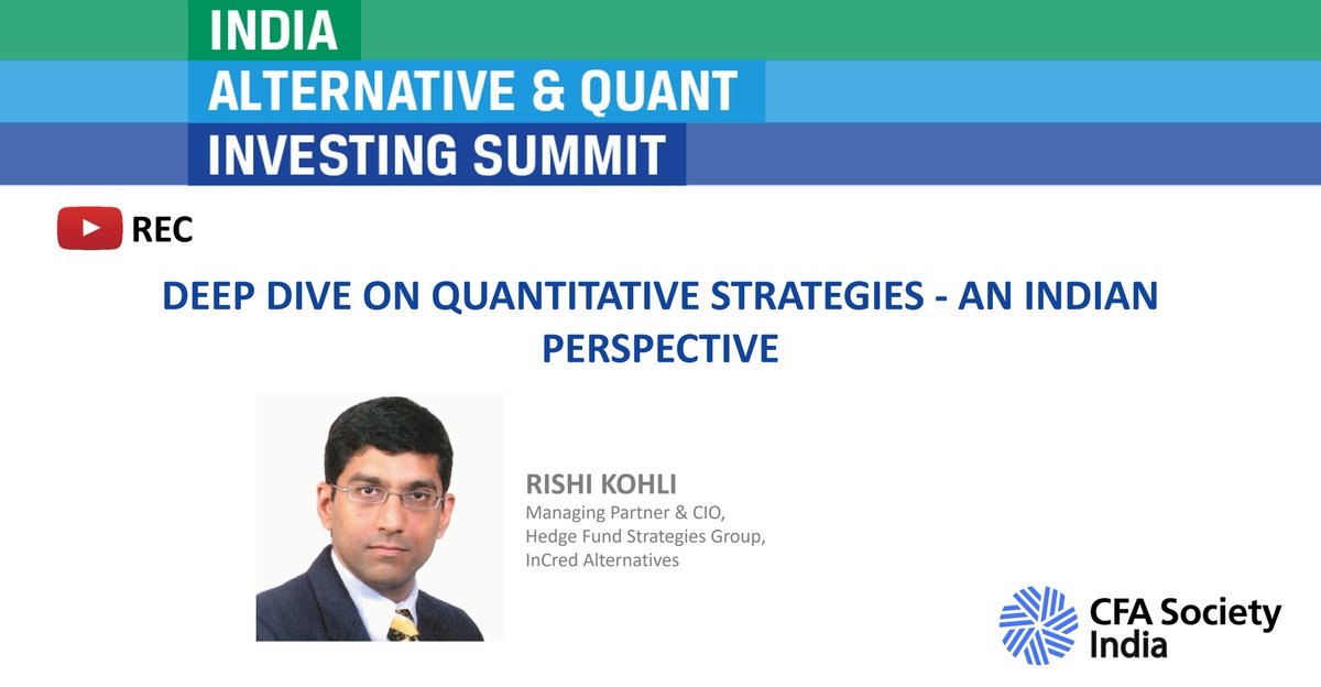 Watch this insightful session by Rishi Kohli on 'Deep Dive on Quantitative Strategies-An Indian Perspective' from the India Alternative and Quant Investing Summit which happened in Chennai. Session moderated by @vijayvenkatram #AltQuantSummit. Watch here - youtu.be/BTE-jelXtBA