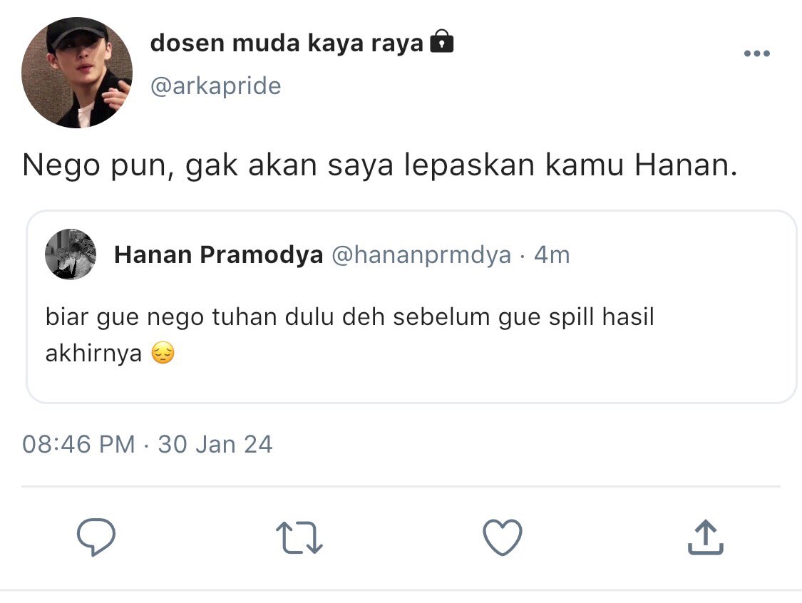 aebcalla's tweet photo. Markhyuck local au ~

~𝘿𝙤𝙨𝙚𝙣 𝙋𝙚𝙢𝙗𝙞𝙢𝙗𝙞𝙣𝙜~
#arkanandb 

Kisah tentang perjuangan Hanan yang berusaha memutus benang merahnya ketika dihadapkan oleh takdirnya, yang tidak lain adalah Arka (Dosen Pembimbingnya). https://t.co/hXyjyKTDJ6