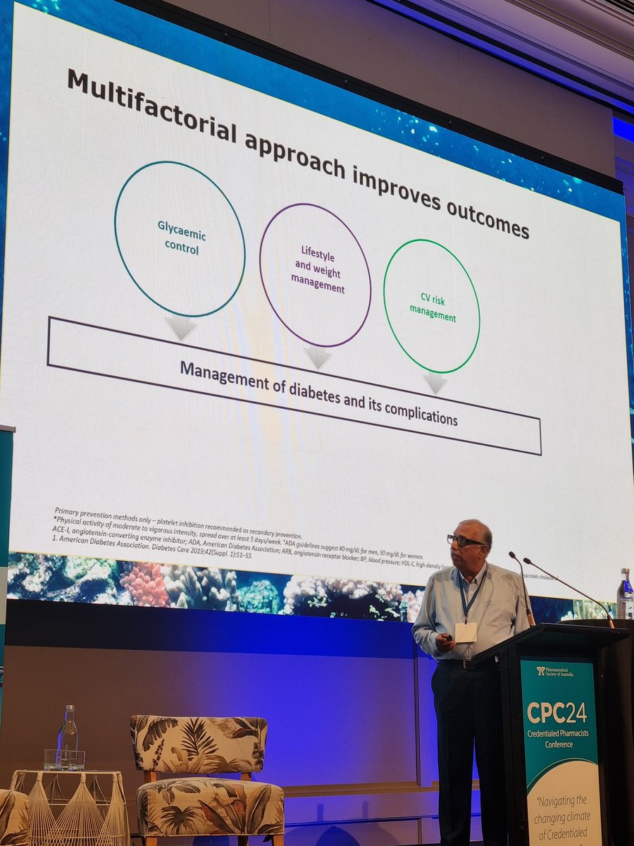 Multifactorial approach requires a #multidisciplinaryteam. 

Diabetes- it's not just about their glycaemic control it's: Weight. Cardiovascular risk. CKD.

#GPPharmacists can contribute to Heart Health Checks and they should be done for all pts with diabetes <a href="/PSA_National/">PSA</a>  #CPC24