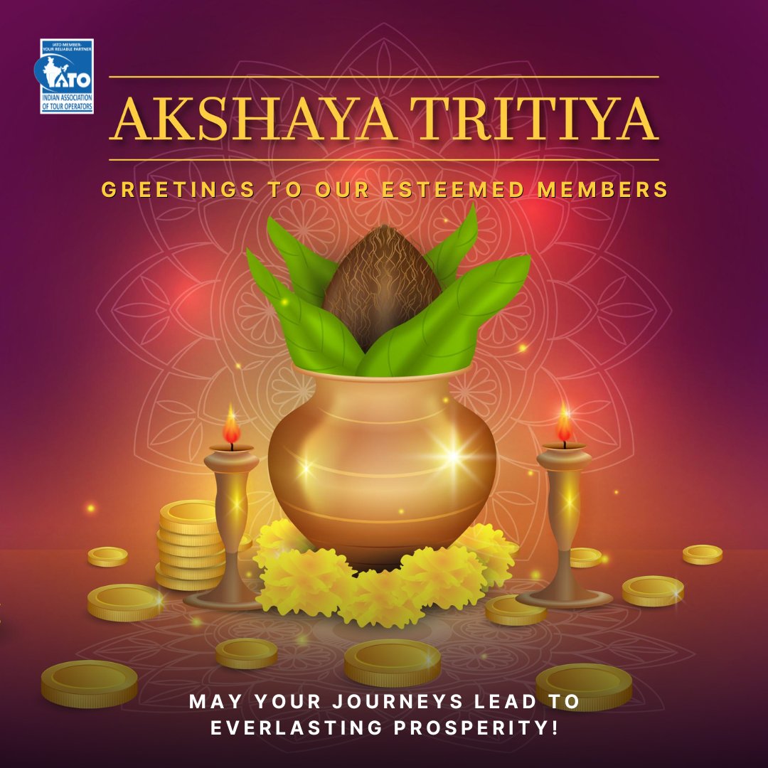 May this Akshaya Tritiya bring endless blessings, prosperity, and abundance to your life. 🌟✨ #AkshayaTritiya #Blessings #Prosperity #Abundance #NewBeginnings #JoyfulCelebration #Gratitude #IncredibleIndia #tourismgoi